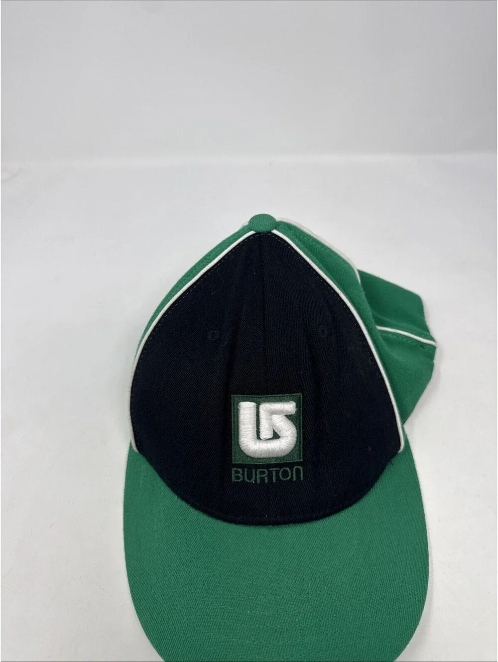 Burton Snowboard Snapback Hat Black Green Embroidered Logo S/M
